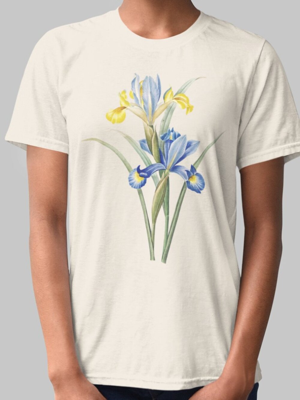 Spanish Iris Vintage Floral Print Short Sleeve Graphic Tee T-shirt S-XXL